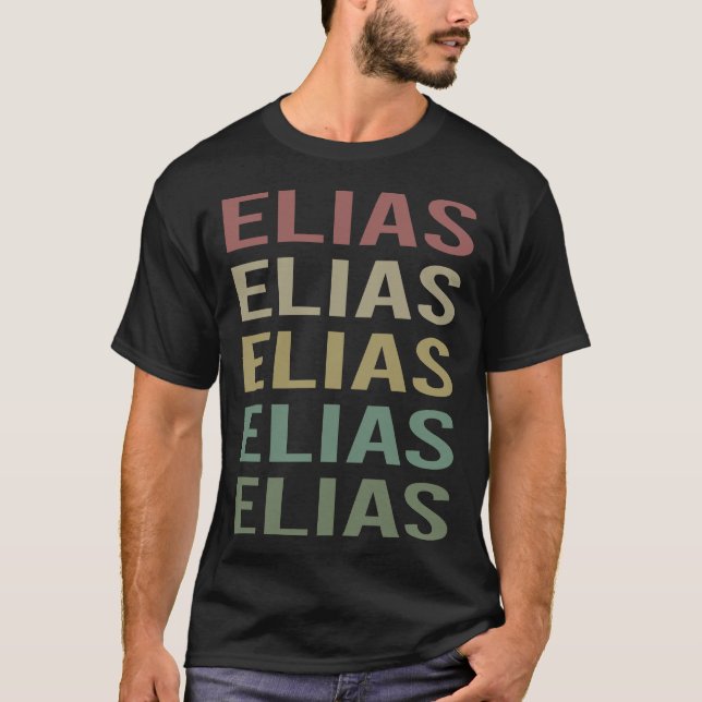 Colourful Text Art - Elias Name T-Shirt (Front)