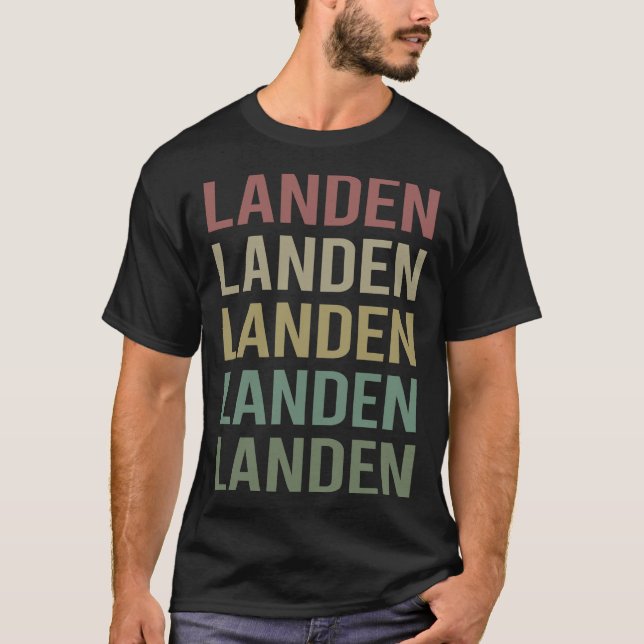 Colourful Text Art - Landen Name T-Shirt (Front)