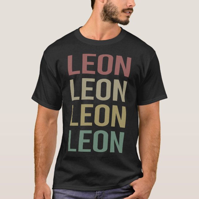 Colourful Text Art - Leon Name T-Shirt (Front)