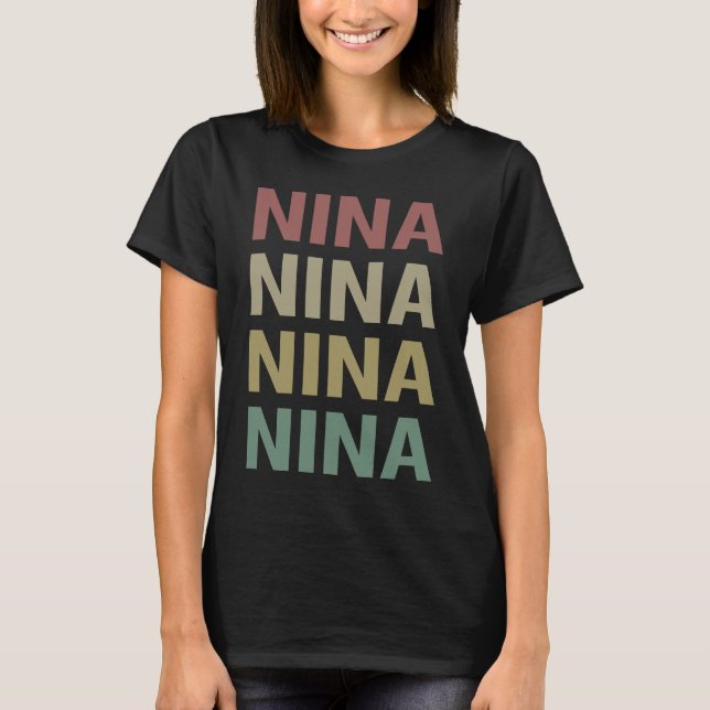 Colourful Text Art - Nina Name T-Shirt (Front)