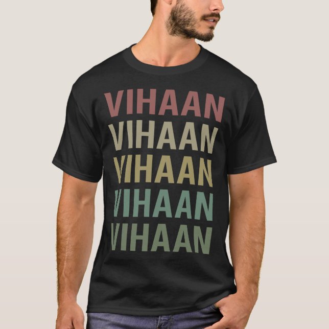 Colourful Text Art - Vihaan Name T-Shirt (Front)