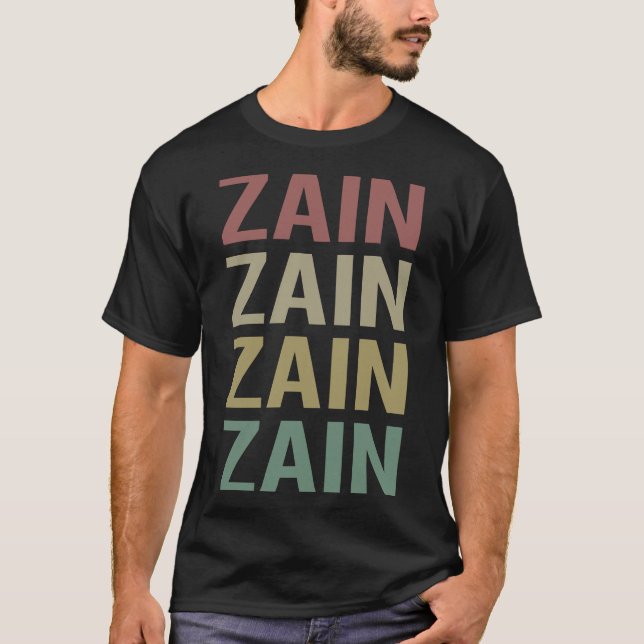 Colourful Text Art - Zain Name T-Shirt (Front)