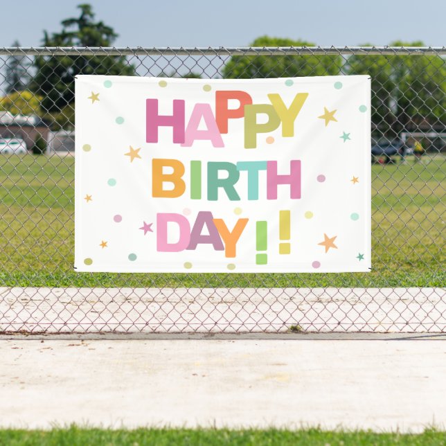 Colourful Text Confetti and Stars Happy Birthday   Banner (Insitu)