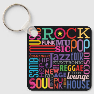 Colourful text design  key ring