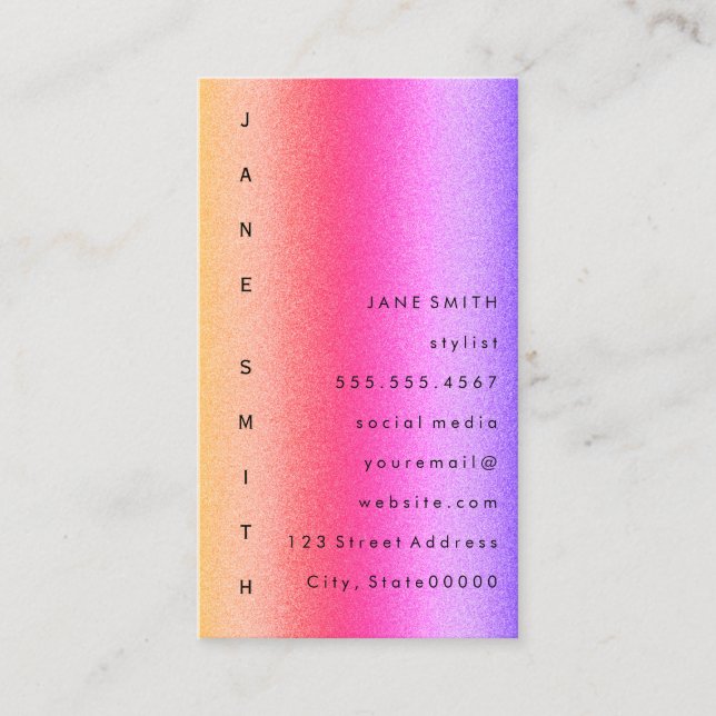 Colourful Text Design Vertical Business Card (Front)