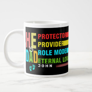 Colourful text He is DAD ,Father's Day Gift Large Coffee Mug