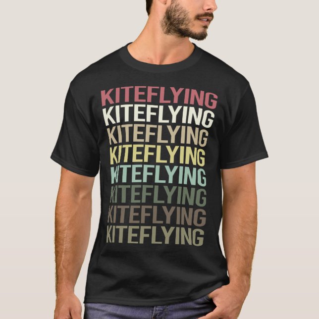 Colourful Text Kite Flying T-Shirt (Front)