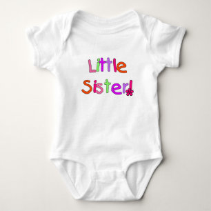 Colourful Text Little Sister Baby Bodysuit