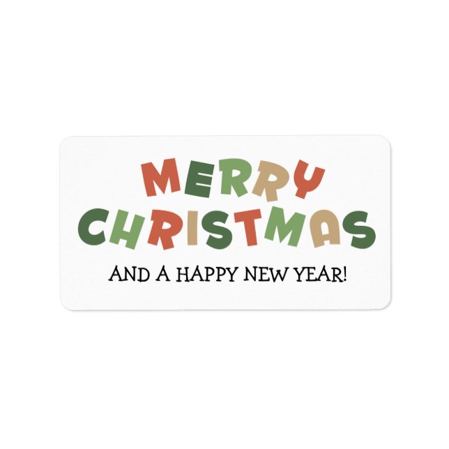 Colourful text merry Christmas happy new year Label (Front)