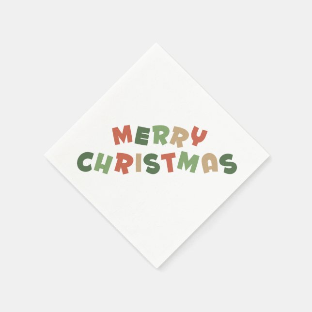 Colourful text merry Christmas letters Rectangular Napkin (Corner)