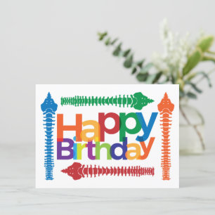 Colourful Text with Spines Chiropractic Birthday  Card