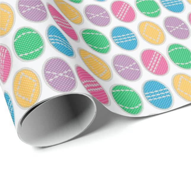 Colourful Textile Easter Eggs Pattern Wrapping Paper (Roll Corner)