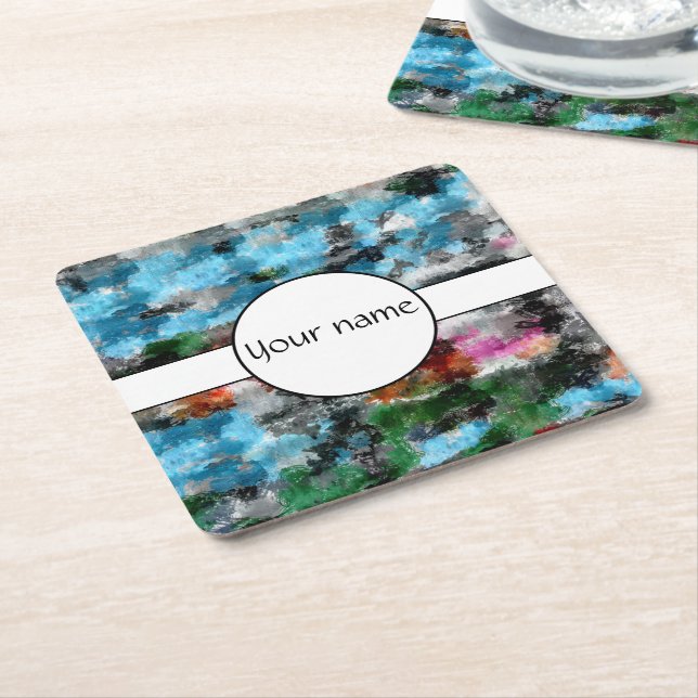 Colourful texture square paper coaster (Angled)