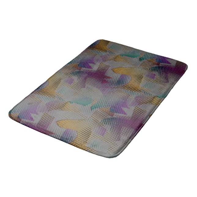 Colourful texture with small messy geometric shape bath mat (Angled)