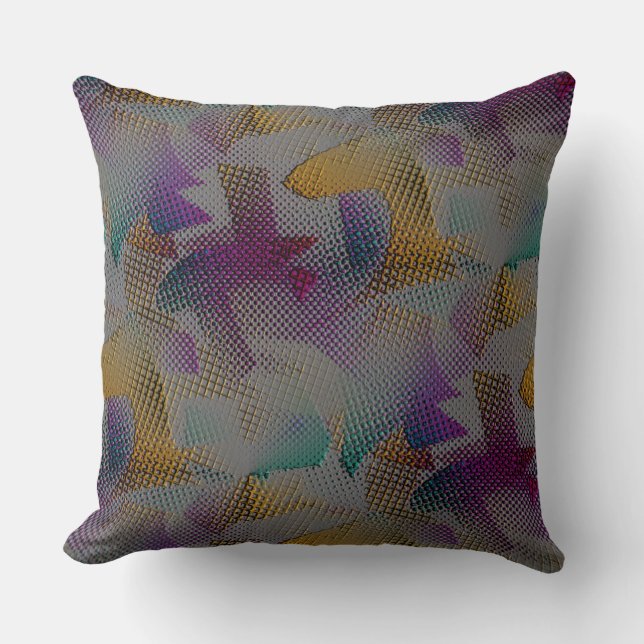 Colourful texture with small messy geometric shape cushion (Front)