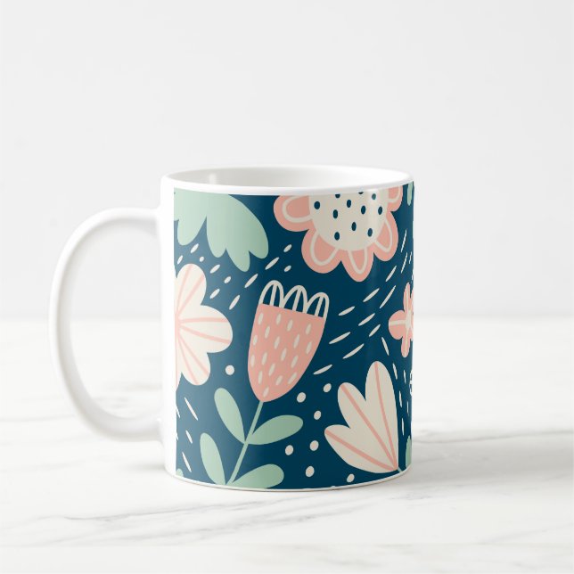 Colourful textured brick wall background in orange coffee mug (Left)