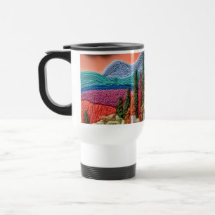 Colourful Textured Mountain Landscape Travel Mug