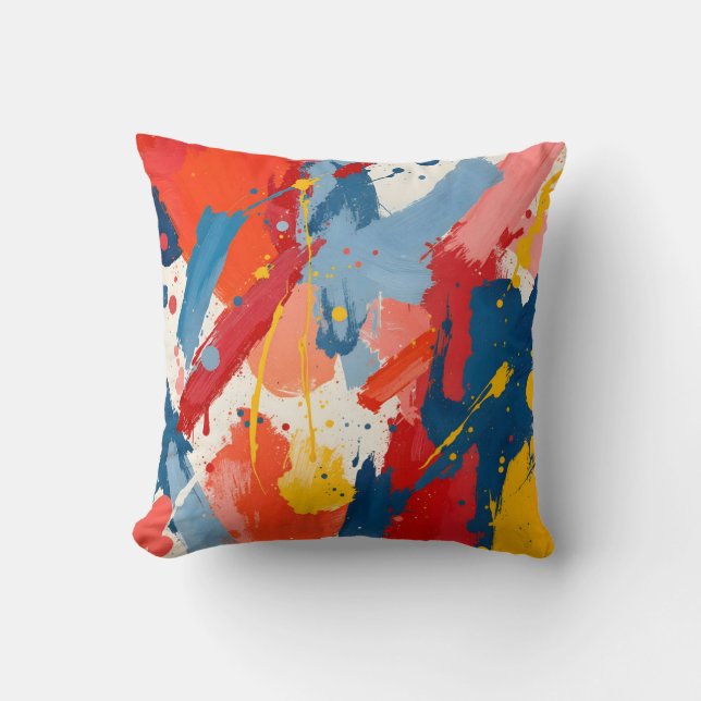 Colourful Textured Paint Splatter Art.Decorative   Cushion (Front)