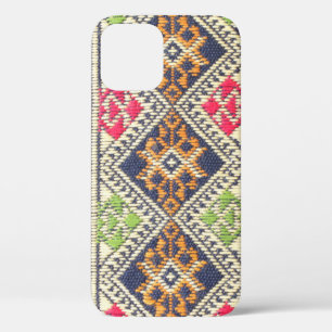 Colourful Thailand style rug surface close up vint iPhone 12 Case