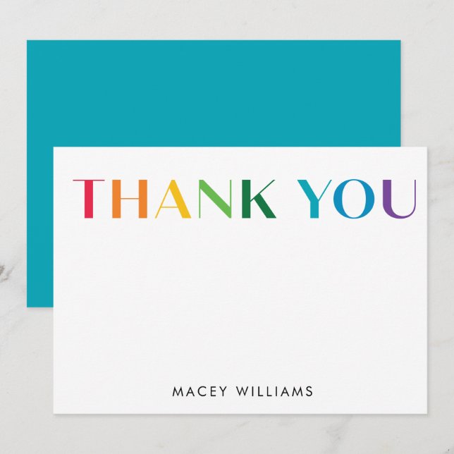 Colourful Thank You Card Personalised Stationery (Front/Back)