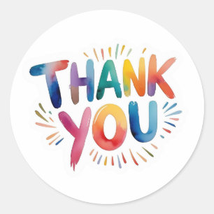 Colourful Thank You Classic Round Sticker