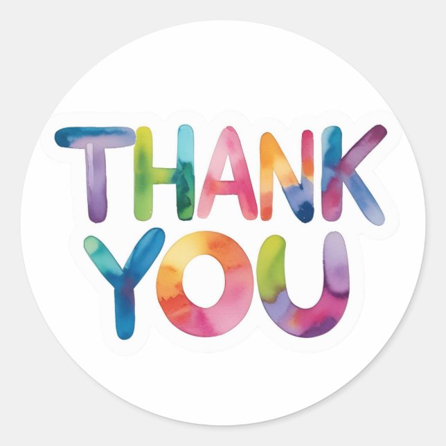 Colourful Thank You Classic Round Sticker (Front)