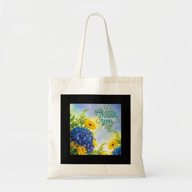 Colourful Thank You Floral Tote Bag (Front)