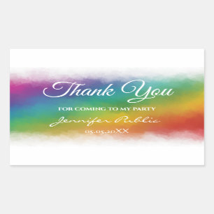 Colourful Thank You Hand Script Text Template Rectangular Sticker