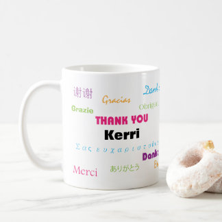 Colourful Thank You Many Languages Personalise Coffee Mug