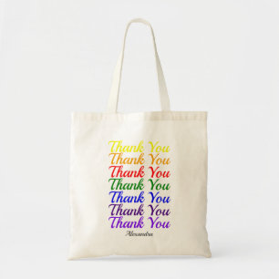 Colourful Thank You Rainbow Name Custom Tote Bag