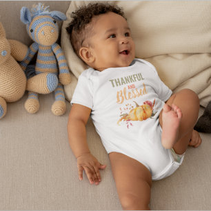 Colourful Thankful And Blessed With Pumpkin Gift Baby Bodysuit
