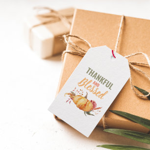 Colourful Thankful And Blessed With Pumpkin Gift Gift Tags