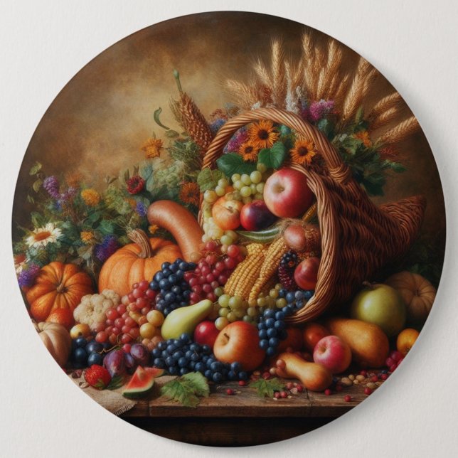 Colourful/Thanksgiving/Cornucopia/Fall 6 Cm Round Badge (Front)