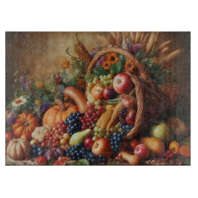 Colourful/Thanksgiving/Cornucopia/Fall Cutting Board (Front)