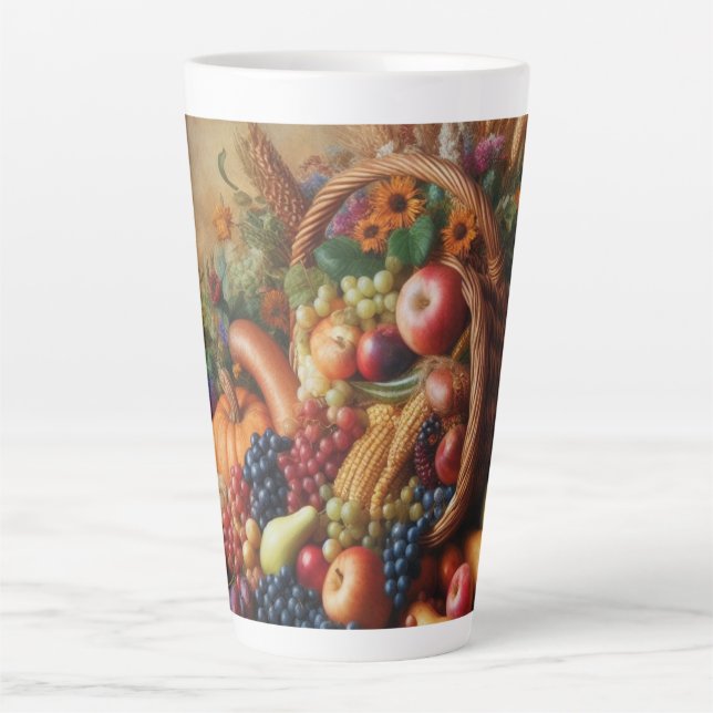 Colourful/Thanksgiving/Cornucopia/Fall Latte Mug (Front)