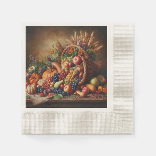 Colourful/Thanksgiving/Cornucopia/Fall Napkin (Front)