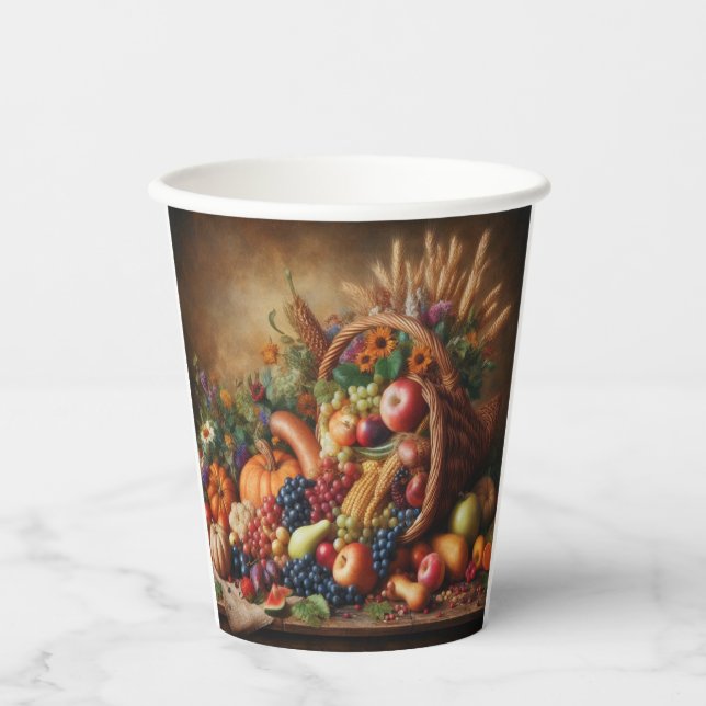 Colourful/Thanksgiving/Cornucopia/Fall Paper Cups (Front)
