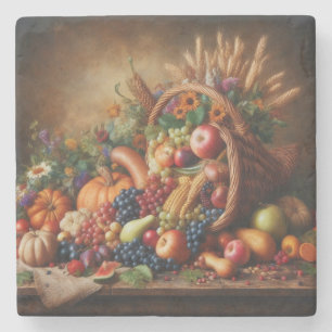 Colourful/Thanksgiving/Cornucopia/Fall Stone Coaster