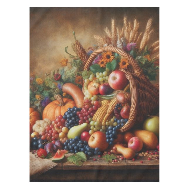 Colourful/Thanksgiving/Cornucopia/Fall Tablecloth (Front)