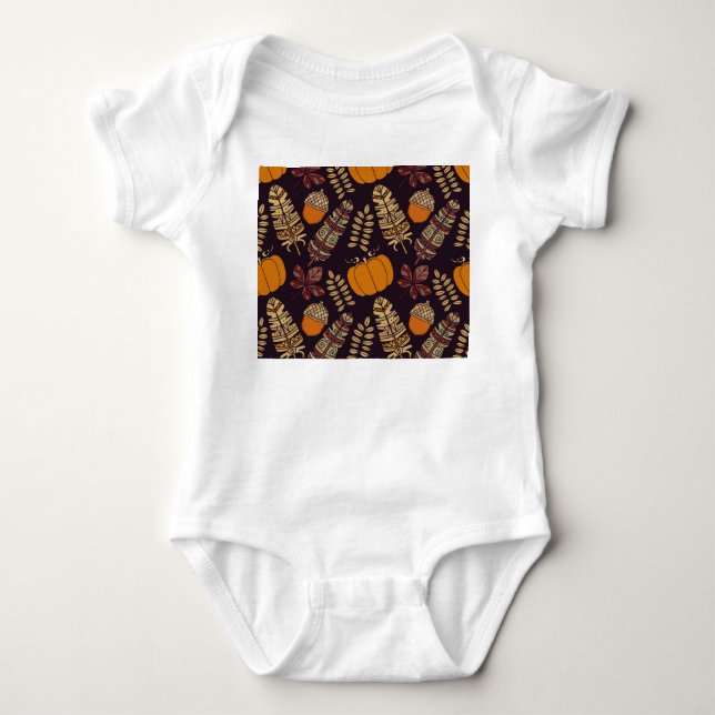 Colourful Thanksgiving Day, autumn pattern. Baby Bodysuit (Front)
