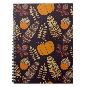 Colourful Thanksgiving Day, autumn pattern. Notebook