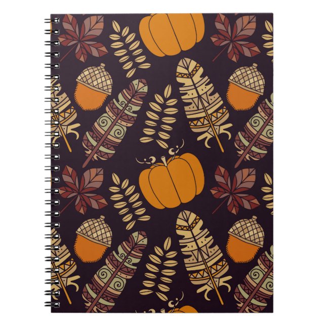 Colourful Thanksgiving Day, autumn pattern. Notebook (Front)
