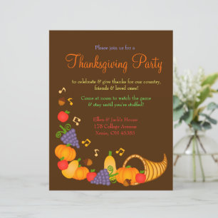 Colourful Thanksgiving Dinner Party Invitation