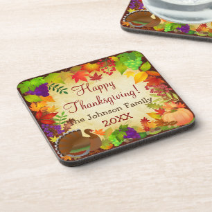 Colourful Thanksgiving Harvest Coaster