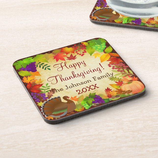 Colourful Thanksgiving Harvest Coaster (Left Side)