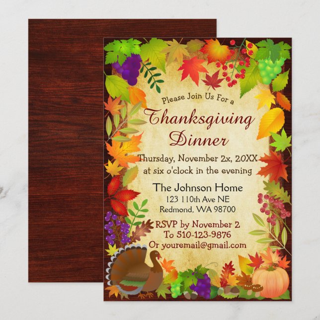 Colourful Thanksgiving Harvest Invitation (Front/Back)