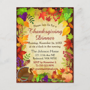 Colourful Thanksgiving Harvest Postcard