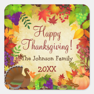 Colourful Thanksgiving Harvest Square Sticker