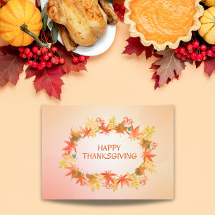 Colourful Thanksgiving Wreath Simple Greeting Holiday Card