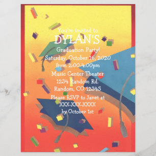 Colourful theme graduation party flyer invitations